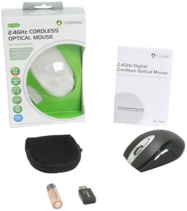Alt view image 7 of 7 - i-rocks RF-7550A-BK Black 5 Buttons 1 x Wheel RF 2.4 GHz Optical Mouse w/ Travel Pouch