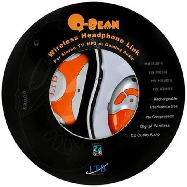Alt view image 5 of 5 - LTB Q-BEAN-STO 3.5mm Connector Canal Wireless Headphone for hi-fi, TV and MP3(Orange)