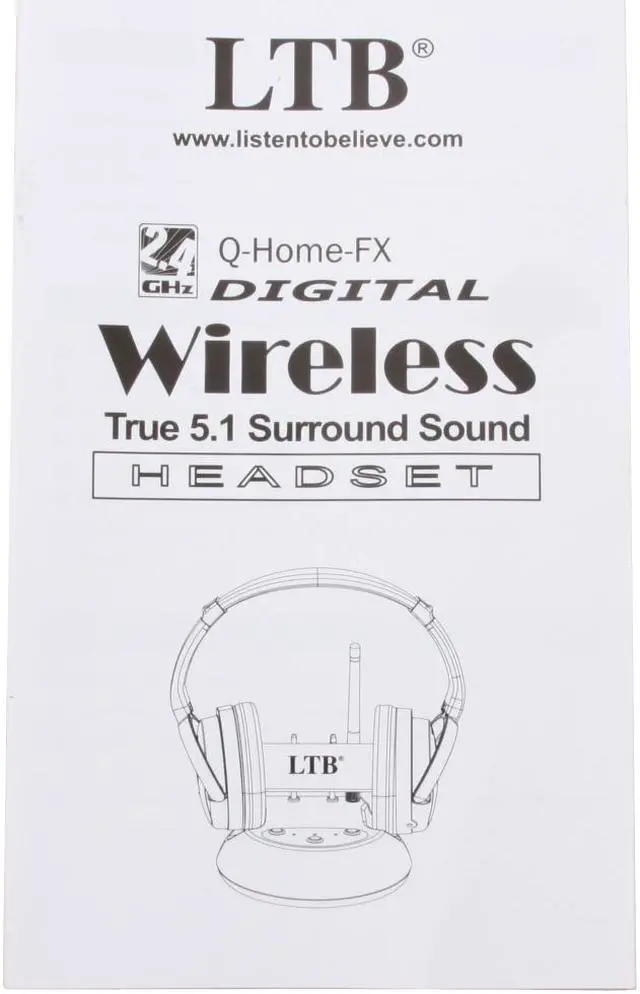 Alt view image 11 of 12 - LTB Q-Home-FX Circumaural 2.4GHz Dolby Digital & Digital Stereo Wireless Headphone