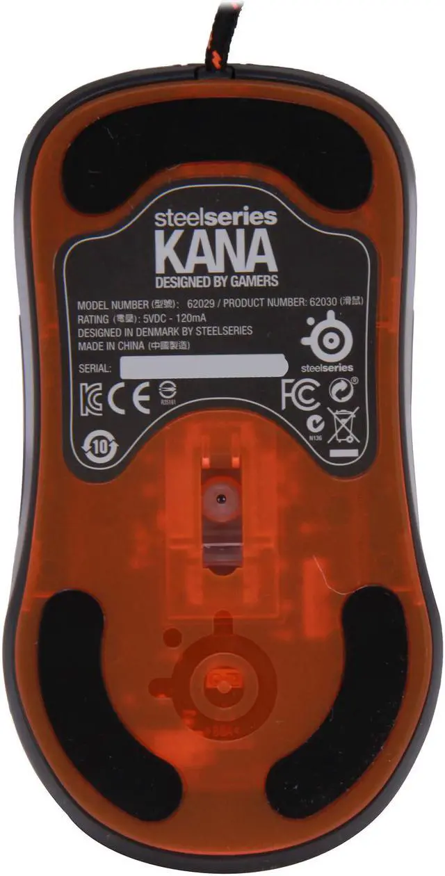 Alt view image 3 of 5 - SteelSeries Kana 62030 Black & Orange 6 Buttons 1 x Wheel USB Wired Optical Gaming Mouse