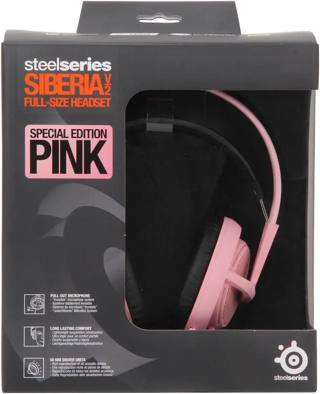 Alt view image 7 of 7 - SteelSeries Siberia v2 3.5mm Connector Circumaural Gaming Headset (Pink Special)