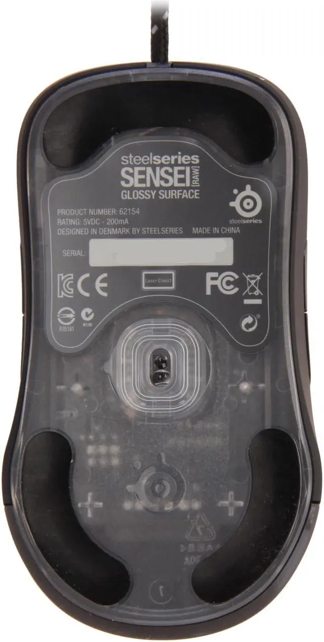 Alt view image 4 of 5 - SteelSeries Sensei RAW 62154 Glossy Black 8 Buttons 1 x Wheel USB Wired Laser Gaming Mouse
