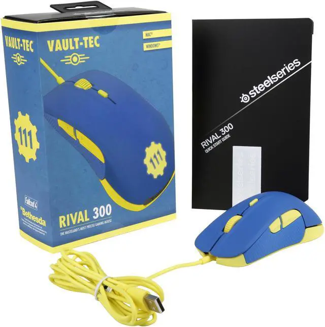 Alt view image 5 of 5 - SteelSeries Rival 300 Fallout 4 Edition 62352 Blue 6 Buttons 1 x Wheel Wired Optical Gaming Mice