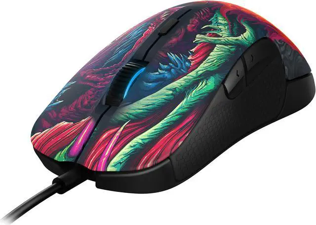 Alt view image 2 of 9 - SteelSeries Rival 300 CS: GO Hyper Beast Edition 62363 Multi color 6 Buttons 1 x Wheel USB Wired Optical Gaming Mice