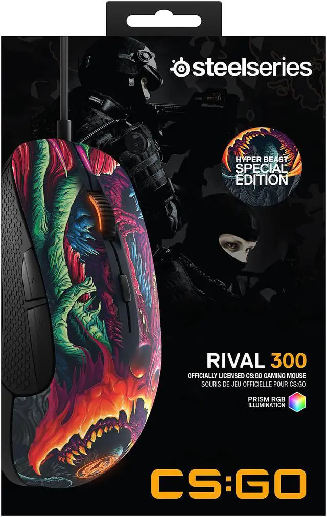 Alt view image 8 of 9 - SteelSeries Rival 300 CS: GO Hyper Beast Edition 62363 Multi color 6 Buttons 1 x Wheel USB Wired Optical Gaming Mice