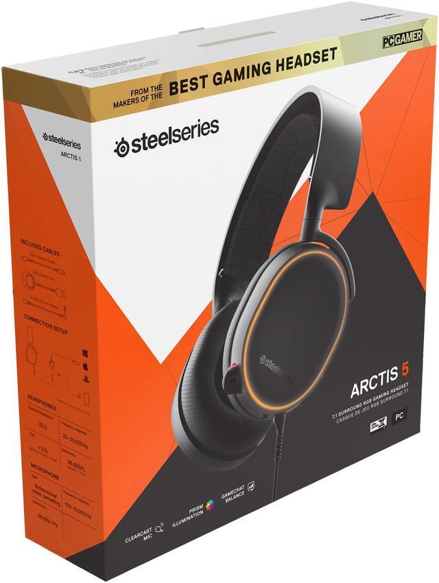 Alt view image 8 of 9 - SteelSeries Arctis 5 - RGB Illuminated Gaming Headset with DTS Headphone: X v2.0 Surround - for PC and PlayStation 4 - Black
