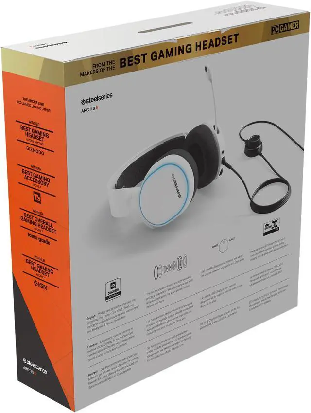 Alt view image 9 of 9 - SteelSeries ARCTIS 5 7.1 Surround RGB Gaming Headset - White (2019 Edition)