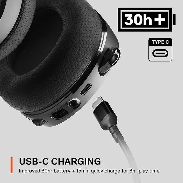 Alt view image 4 of 10 - SteelSeries Arctis 7+ Wireless Gaming Headset – Lossless 2.4 GHz – 30 Hour Battery Life – USB-C – 7.1 Surround – For PC, PS5, PS4, Mac, Android and Switch - Black