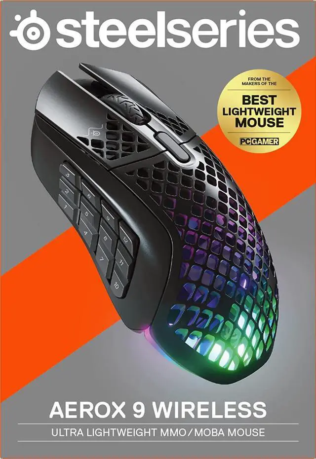 Alt view image 9 of 10 - SteelSeries Aerox 9 Wireless – Ultra-Lightweight Wireless Gaming Mouse – 18000 CPI – TrueMove Air Optical Sensor - Water Resistant– 180 Hour Battery – 18 Programmable Buttons