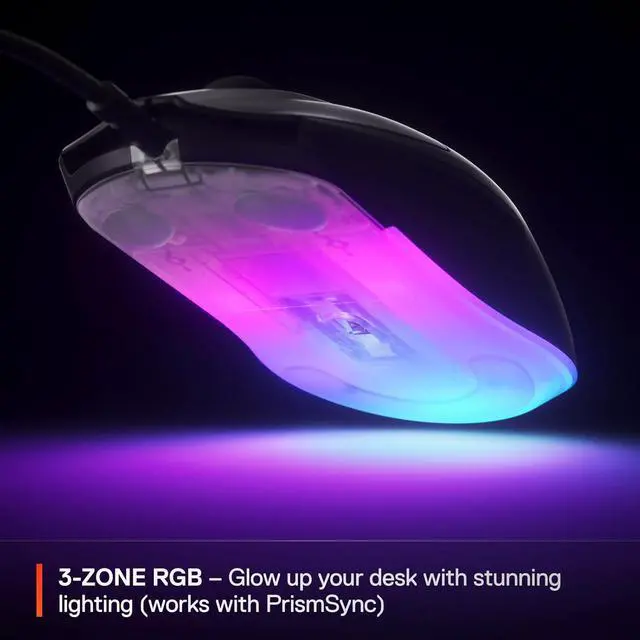 Alt view image 4 of 8 - SteelSeries Rival 3 Gen 2 Gaming Mouse — 8500 DPI TrueMove Core Optical Sensor, 60 Million Click Durability, Low Latency, 77g Lightweight, 100% PTFE Feet, RGB — Black