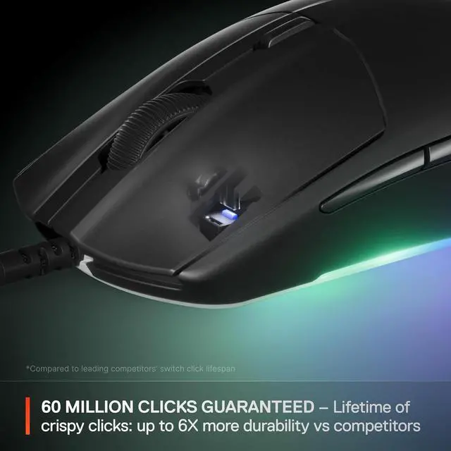 Alt view image 3 of 8 - SteelSeries Rival 3 Gen 2 Gaming Mouse — 8500 DPI TrueMove Core Optical Sensor, 60 Million Click Durability, Low Latency, 77g Lightweight, 100% PTFE Feet, RGB — Black