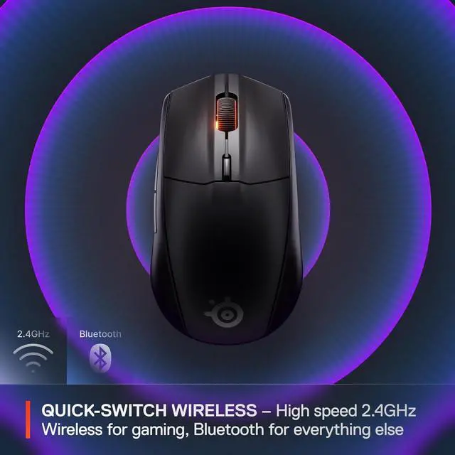 Alt view image 3 of 6 - SteelSeries Rival 3 Wireless Gen 2 Gaming Mouse — 2.4GHz and Bluetooth, 18000 DPI TrueMove Air Optical Sensor, 60 Million Click Durability, Light-Weight, 100% PTFE Feet — Black