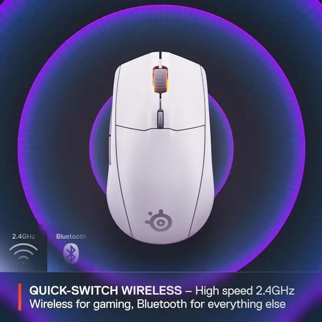 Alt view image 3 of 6 - SteelSeries Rival 3 Wireless Gen 2 Gaming Mouse — 2.4GHz and Bluetooth, 18000 DPI TrueMove Air Optical Sensor, 60 Million Click Durability, Light-Weight, 100% PTFE Feet — White