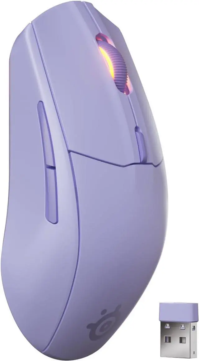 Main image of SteelSeries Rival 3 Wireless Gen 2 Gaming Mouse — 2.4GHz and Bluetooth, 18000 DPI TrueMove Air Optical Sensor, 60 Million Click Durability, Light-Weight, 100% PTFE Feet — Lavender