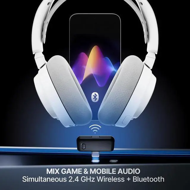 Alt view image 6 of 9 - SteelSeries Arctis Nova 7P Wireless Gen 2 Gaming Headset - Real-Time App Control, 50+ HR Play, Neodymium Magnetic Drivers, Mix 2.4GHz/Bluetooth, PS5, PS4, PC, Switch 1/2, Mobile - White