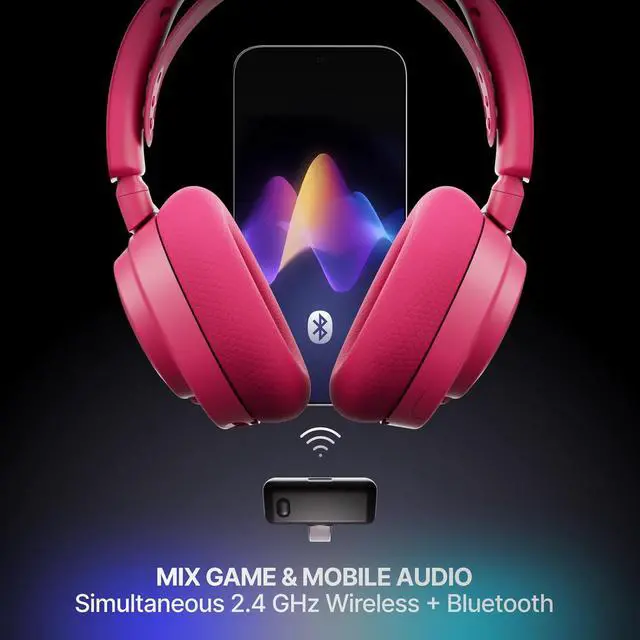 Alt view image 6 of 9 - SteelSeries Arctis Nova 7P Wireless Gen 2 Gaming Headset - Real-Time App Control, 50+ HR Play, Neodymium Magnetic Drivers, Mix 2.4GHz/Bluetooth, PS5, PS4, PC, Switch 1/2, Mobile - Magenta