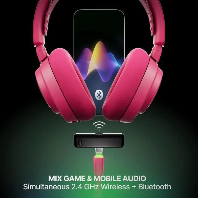 Alt view image 6 of 9 - SteelSeries Arctis Nova 7X Wireless Gen 2 Gaming Headset - Real-Time App Control, 50+ HR Play, Neodymium Drivers, Mix 2.4GHz/Bluetooth, Xbox, PC, PS5/PS4, Switch 1/2, Mobile - Magenta