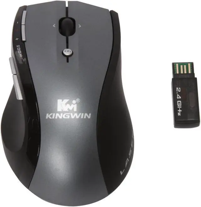 Alt view image 7 of 10 - KINGWIN KW-01 Gray 8 Buttons 1 x Wheel 2.4G RF Wireless Laser Mouse