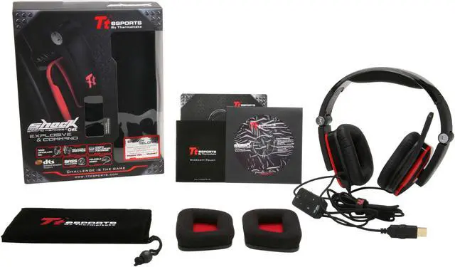 Alt view image 6 of 6 - Tt eSPORTS SHOCK ONE Diamond Black DTS 5.1 Gaming Headset HT-SHO001EC