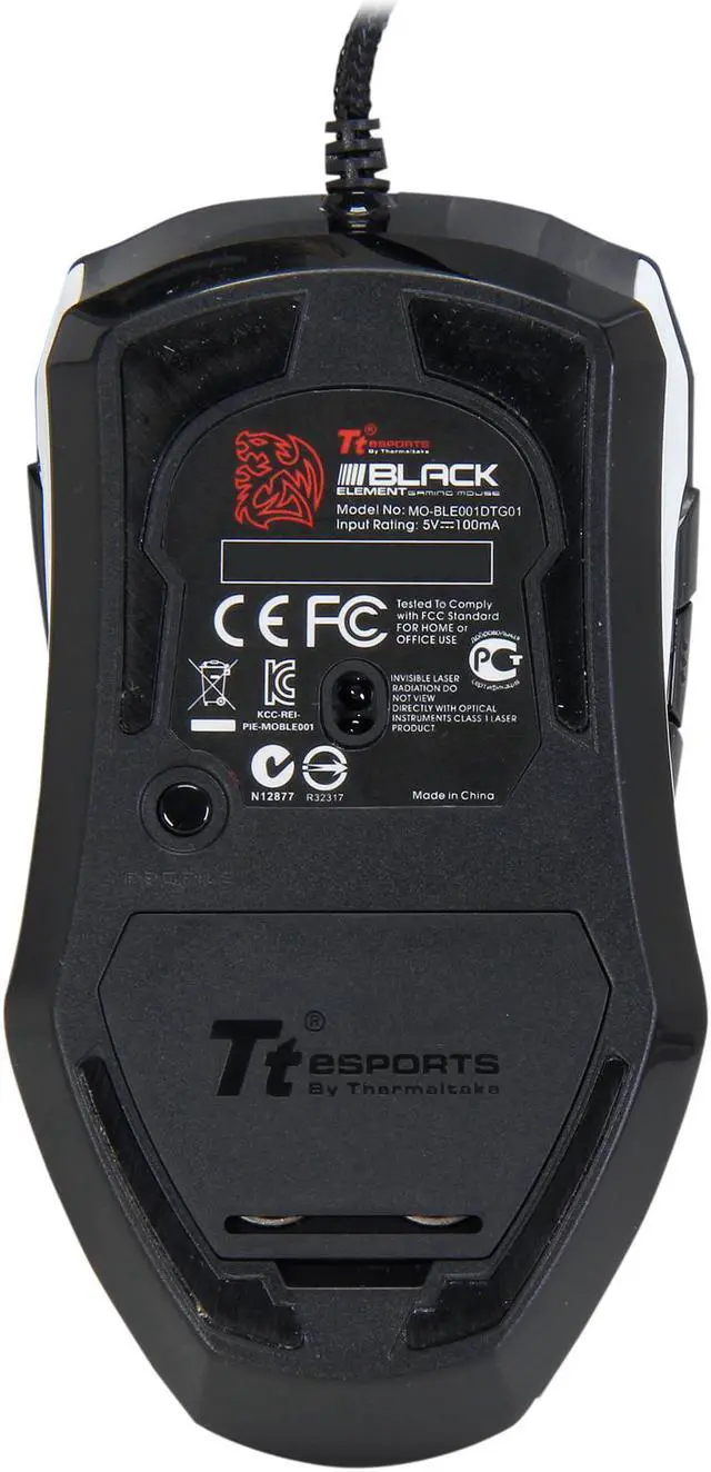 Alt view image 5 of 6 - Tt eSPORTS BLACK Element COMBAT WHITE MO-BLE001DTG01 Black/White 9 Buttons 1 x Wheel USB Wired Laser Gaming Mouse