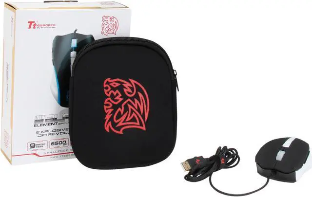 Alt view image 6 of 6 - Tt eSPORTS BLACK Element COMBAT WHITE MO-BLE001DTG01 Black/White 9 Buttons 1 x Wheel USB Wired Laser Gaming Mouse