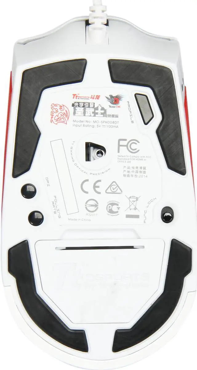 Alt view image 3 of 5 - Tt eSPORTS SAPHIRA Team DK Edition MO-DKS-WDOOWH-EN White 5 Buttons 1 x Wheel USB Wired Optical Gaming Mouse