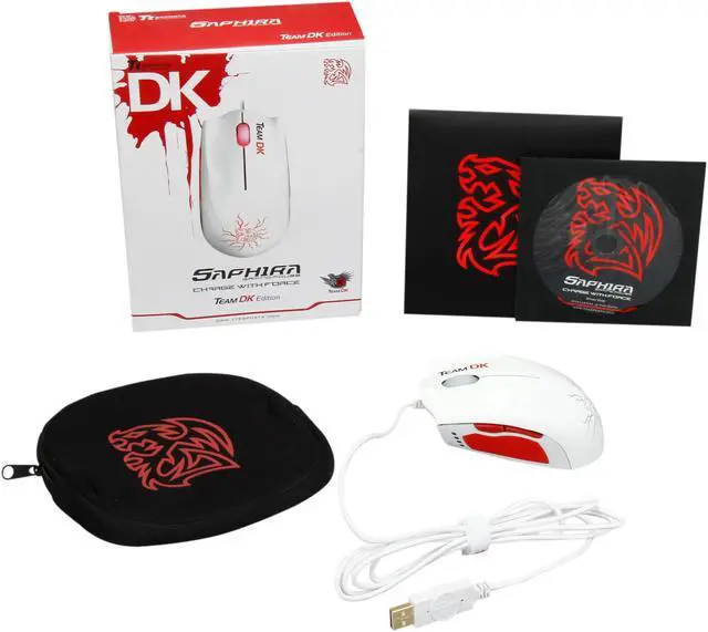 Alt view image 5 of 5 - Tt eSPORTS SAPHIRA Team DK Edition MO-DKS-WDOOWH-EN White 5 Buttons 1 x Wheel USB Wired Optical Gaming Mouse