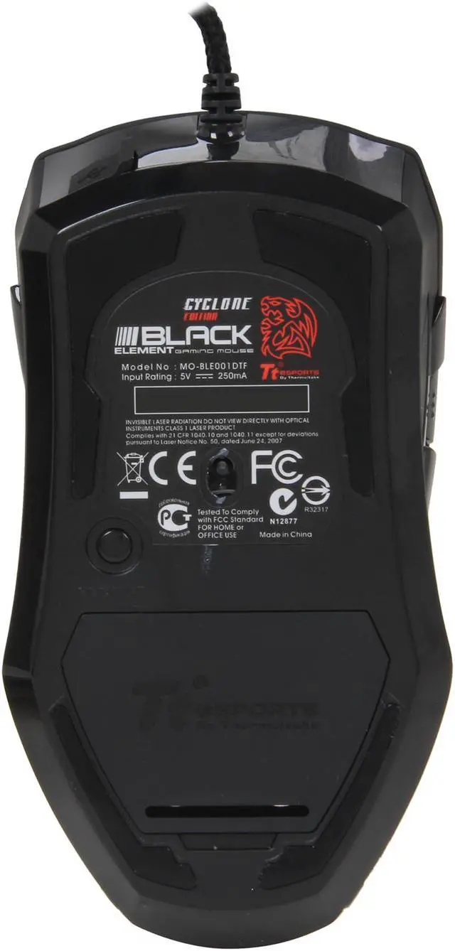 Alt view image 4 of 7 - Tt eSPORTS BLACK Element Cyclone MO-BLE001DTF 9 Buttons 1 x Wheel USB Wired Laser Mouse