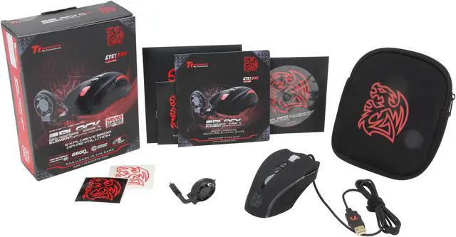 Alt view image 7 of 7 - Tt eSPORTS BLACK Element Cyclone MO-BLE001DTF 9 Buttons 1 x Wheel USB Wired Laser Mouse