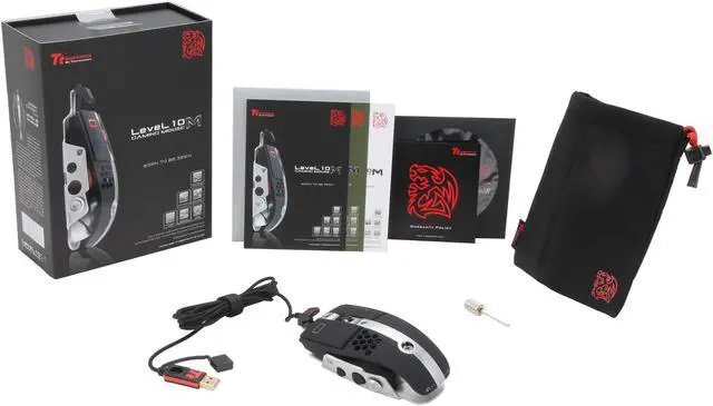 Alt view image 7 of 6 - Tt eSPORTS Level 10 M USB Laser Gaming Mouse - Diamond Black