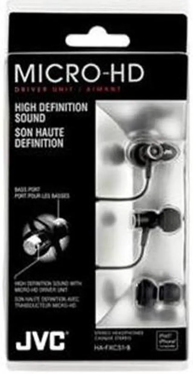 Alt view image 2 of 2 - JVC Black HA-FXC51 3.5mm Connector Inner-Ear Micro HD Earphone (Black)