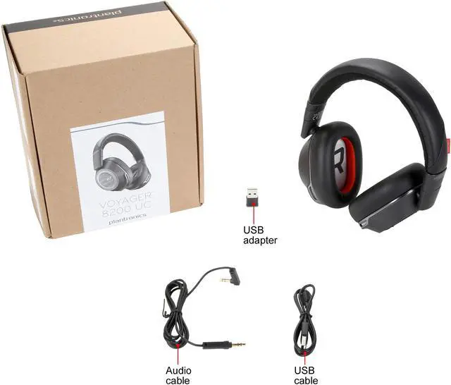 Alt view image 9 of 9 - Plantronics - Voyager 8200 UC (Poly) - Bluetooth Dual-Ear (Stereo) Headset - USB-A Compatible to connect to your PC and Mac - Works with Teams, Zoom & more - Dual-Mode Active Noise Canceling
