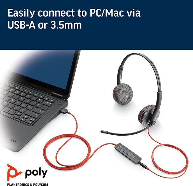 Alt view image 3 of 5 - Plantronics Blackwire 3225 USB-A Headset, On-Ear Mono Headset, Wired