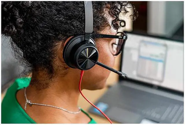 Alt view image 5 of 5 - Poly - Blackwire 8225 Wired Headset with Boom Mic (Plantronics) - Dual-Ear (Stereo) Computer Headset - USB-C to Connect to Your PC/Mac - Active Noise Canceling - Works with Teams, Zoom & More