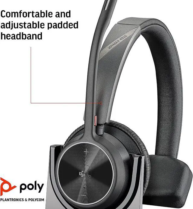 Alt view image 5 of 7 - Poly - Voyager 4310 UC Wireless Headset + Charge Stand (Plantronics) - Single-Ear Headset- Connect to PC/Mac via USB-C Bluetooth Adapter, Cell Phone via Bluetooth, Zoom&More