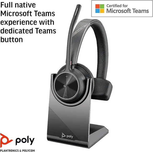 Alt view image 2 of 7 - Poly - Voyager 4310 UC Wireless Headset + Charge Stand (Plantronics) - Single-Ear Headset- Connect to PC/Mac via USB-C Bluetooth Adapter, Cell Phone via Bluetooth, Zoom&More