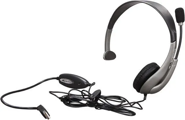 Alt view image 6 of 7 - Cyber Acoustics AC-840 USB Connector Single Ear Internet Communication Mono Headset & Boom Mic