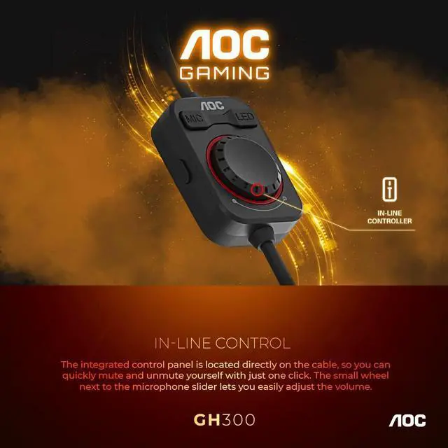 Alt view image 4 of 8 - AOC GH300 USB Gaming Headset with RGB-LED Gaming Headset with Detachable Microphone, 50mm Drivers and 7.1 Virtual Surround Stereo with Hi-Fi Audio