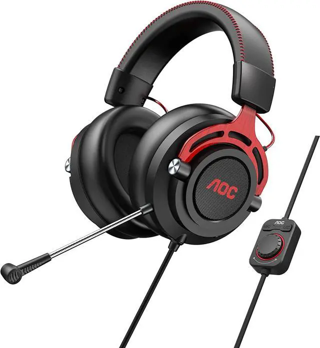 Alt view image 2 of 8 - AOC GH300 USB Gaming Headset with RGB-LED Gaming Headset with Detachable Microphone, 50mm Drivers and 7.1 Virtual Surround Stereo with Hi-Fi Audio