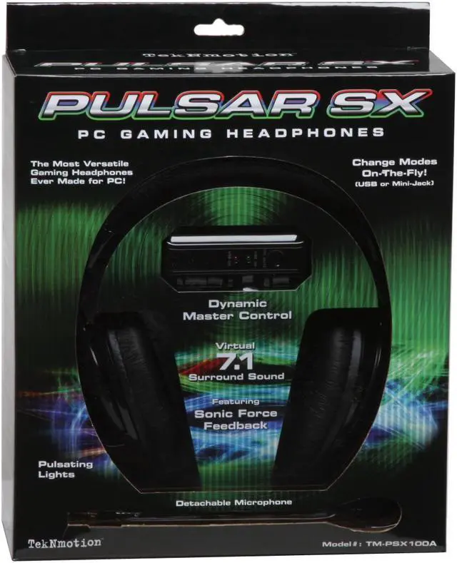 Alt view image 7 of 7 - TekNmotion TM-PSX100A 3.5mm/ USB Connector Circumaural Pulsewave / Pulsar SX PC Gaming Headphone