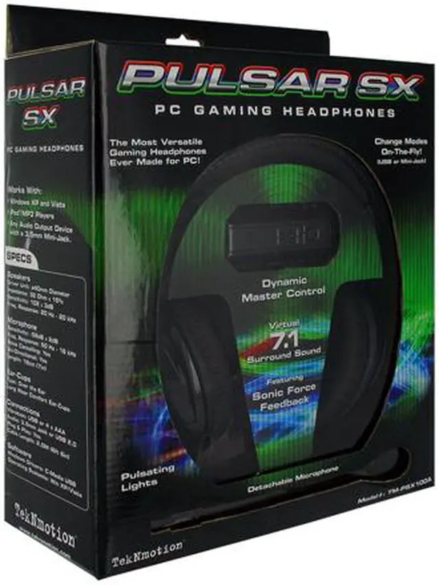 Alt view image 6 of 7 - TekNmotion TM-PSX100A 3.5mm/ USB Connector Circumaural Pulsewave / Pulsar SX PC Gaming Headphone