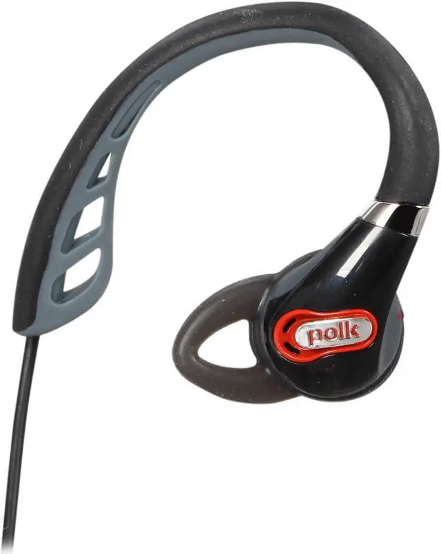 Alt view image 2 of 6 - Polk Audio Black UltraFit 500 3.5mm Connector In-Ear Sports Headphone (Black/Red)