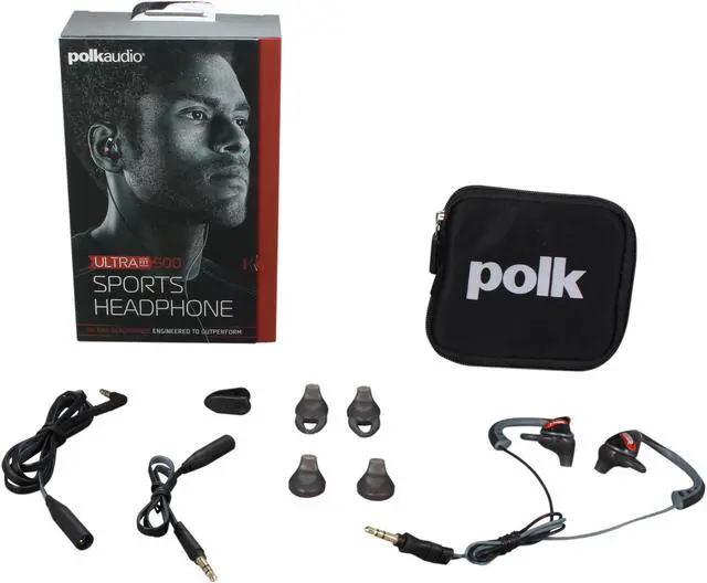 Alt view image 6 of 6 - Polk Audio Black UltraFit 500 3.5mm Connector In-Ear Sports Headphone (Black/Red)