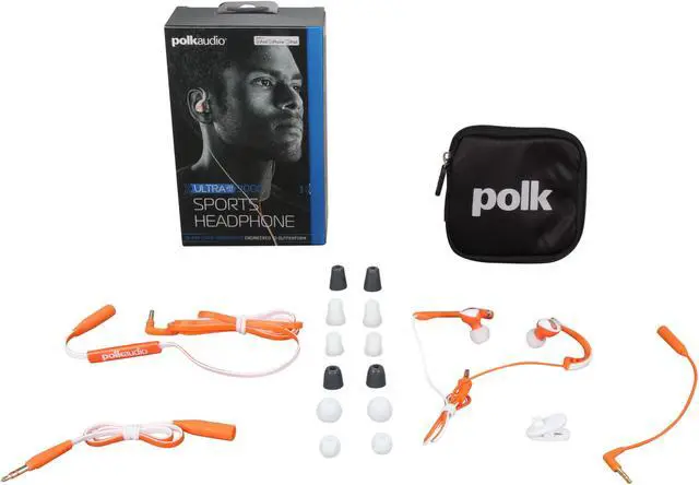 Alt view image 6 of 6 - Polk Audio UltraFit 3000 In-Ear Canal Sports Headphones with iPod/iPhone Control and Mic (White/Orange)