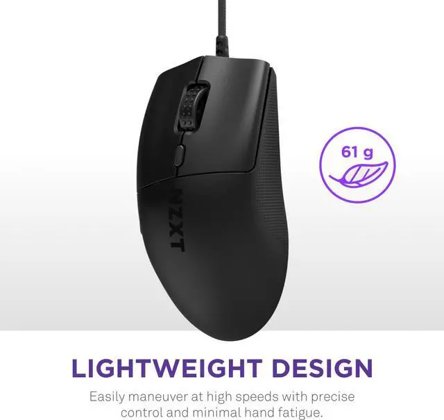 Alt view image 2 of 16 - NZXT Lift 2 Ergo LIGHTWEIGHT Ergonomic Wired Gaming Mouse, optical switches, 26,000 DPI, 8K polling rate, Black
