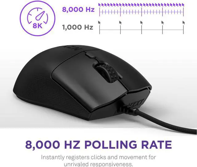Alt view image 3 of 16 - NZXT Lift 2 Ergo LIGHTWEIGHT Ergonomic Wired Gaming Mouse, optical switches, 26,000 DPI, 8K polling rate, Black