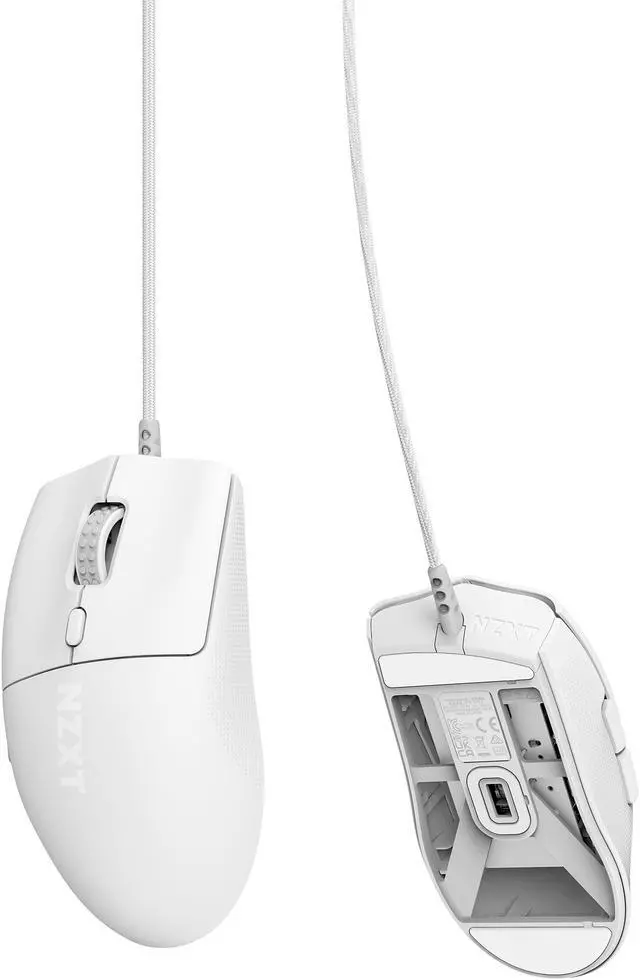 Alt view image 15 of 16 - NZXT Lift 2 Ergo LIGHTWEIGHT Ergonomic Wired Gaming Mouse, optical switches, 26,000 DPI, 8K polling rate, White