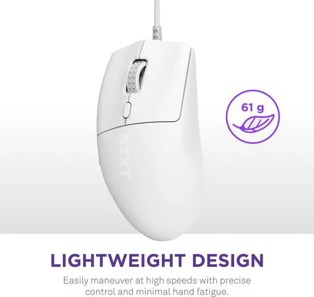 Alt view image 2 of 16 - NZXT Lift 2 Ergo LIGHTWEIGHT Ergonomic Wired Gaming Mouse, optical switches, 26,000 DPI, 8K polling rate, White