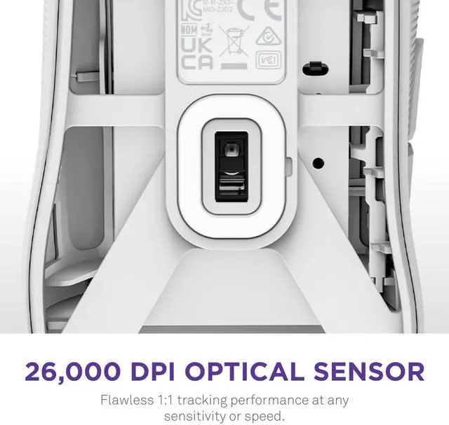 Alt view image 5 of 16 - NZXT Lift 2 Ergo LIGHTWEIGHT Ergonomic Wired Gaming Mouse, optical switches, 26,000 DPI, 8K polling rate, White
