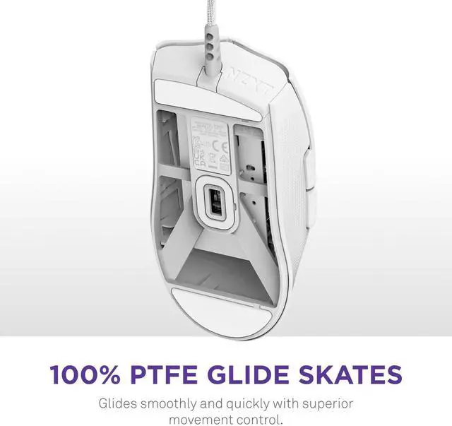 Alt view image 6 of 16 - NZXT Lift 2 Ergo LIGHTWEIGHT Ergonomic Wired Gaming Mouse, optical switches, 26,000 DPI, 8K polling rate, White